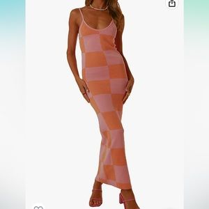 Pink and orange knit dress